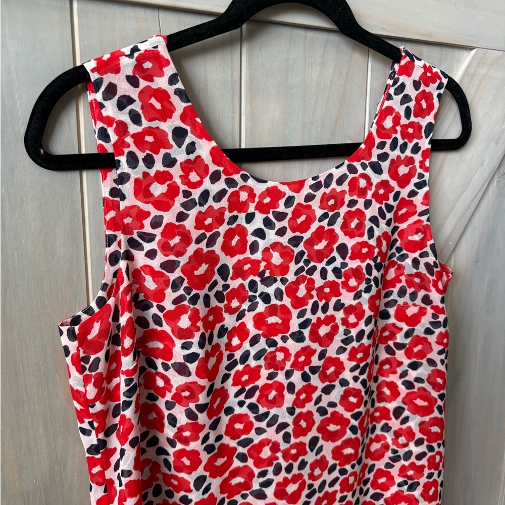 CAbi Red and Navy Floral Sleeveless Top - Picture 4 of 7